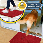 Muddy Mat® Shown on TV – Super Absorbent Microfiber Dog Door Mat for Muddy Paws, Non-Slip Washable Pet Rug, Quick Dry Chenille Entryway Carpet, Machine Washable Indoor Outdoor mat, Red 59"x35"