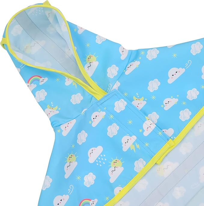 HDE Dog Raincoat Jacket Reflective Adjustable Hooded Pet Poncho Rain Coat with Leash Hole for Small to X-Large Dogs Cartoon Storm - S