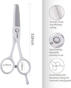 5 in Thinning Shears for Dogs Grooming Face for Small Dogs Eyes Face Paw Professional Small Cat Grooming Scissors(5" Blender,White)