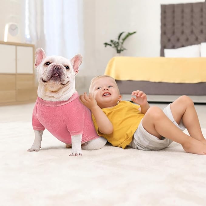 Idepet Dog Fleece Sweater, Small Dogs Shirt Pullover Sweatshirt Pet Dog Clothes Soft Puppy Sweater Warm Winter Shirt Classic Cat Apparel for Small Dogs and Cats (X-Small, Pink)