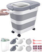23-25 Lbs Airtight Dog Food Storage Container,Collapsible Pet food storage Container,All-in-One Cat Food Container Set with Scoops,Can Covers & Can Opener Spoons,Small Bin and Waste Bags