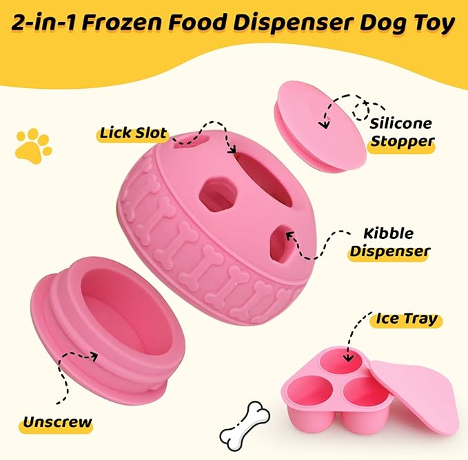 IFOYO Frozen Treat Dog Toy Ball for Small to Medium Dogs, Silicone Enrichment Dog Toys to Keep Them Busy, Reduce Anxiety, Puzzle Treat Dispensing Dogs Toys for Slow Food Training, Easy to Clean