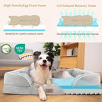 Comfort Expression Orthopedic Dog Bed for Extra Large Dogs 42x30 Inch, Waterproof Supportive Memory Foam XL Pet Bed with Removable Bolsters, Dog Couch with Washable Cover & Non-Slip Bottom, Light Grey