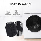 Geyecete Dog Bulldog Clothes Dog Cotton Padded Coat Thick Winter Warm Vest Waistcoat Cold Weather Jacket Clothing for French Bulldog Coat-Black-S