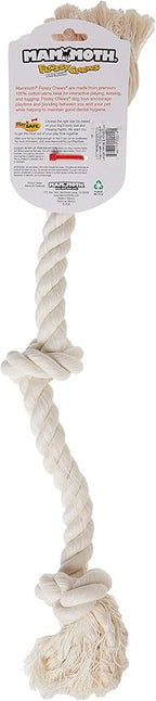 Flossy Chews 100-Percent Cotton White 3-Knot Rope Tug, Large, 25-Inch