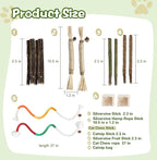 Catnip Chew Toys for Cats, 12 Pack Cat Toys with Silvervine Sticks, Natural Silvervine Stick Cage Balls & Bell Balls for Indoor Cats