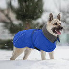 Kuoser Dog Coat, Super-Warm Dog Jacket Windproof Dogs Cold Weather Coats for Extra Large Dogs, Fleece Lining Turtleneck Puppy Snowsuit Reflective Adjustable Pet Winter Clothes Christmas, Blue 3XL