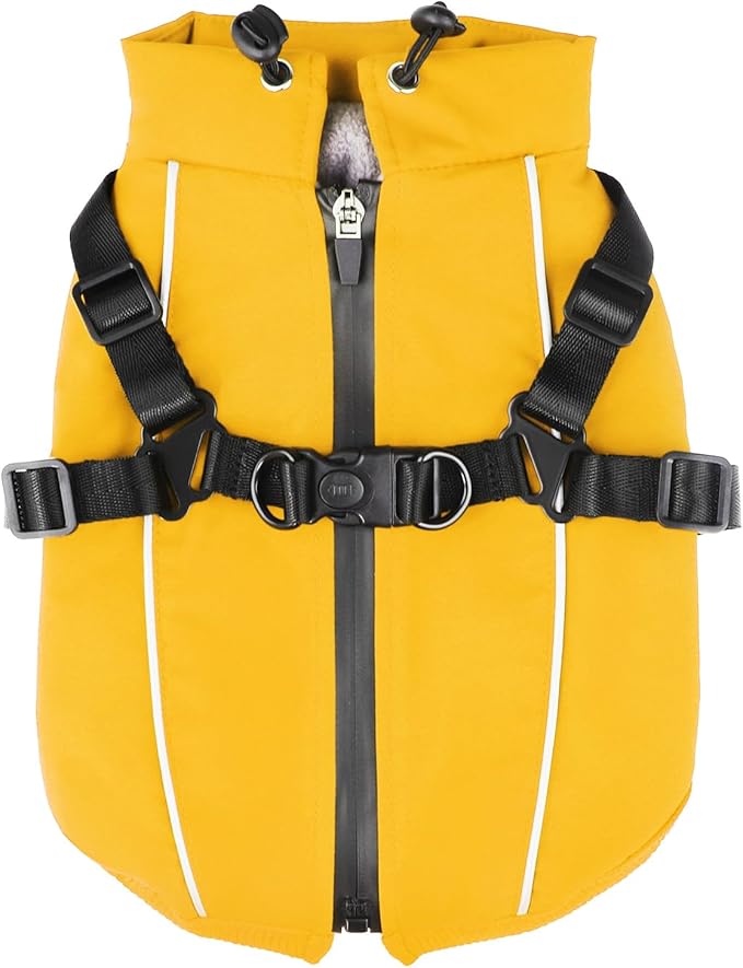 Dog Winter Coat Reflective Water-Resistant Jacket, Fleece Lined Windproof Puppy Coat with Back Zipper & D-Ring, Cold Weather Dog Coats for Small Medium Large Dogs (M, Orange)