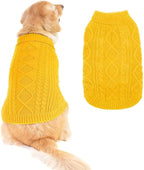 BINGPET Thermal Knitted Dog Sweater for Small Medium Large Dogs,Winter Dog Cat Coat Warm Sweartershirts Outfits,Classic Cable Knit Turtleneck Pullover Dog Jumper Coat Warm Sweartershirts