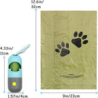 2 Pack Poop Bag Holder with Flashlight Waste Bag Dispenser for Leash with Clip and Battery Poop Bag Dispenser with Green Scented Poop Bags for Dog Walking(Blue,2 Dispenser 60 Bags)