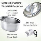 ORSDA Cat Water Fountain Stainless Steel, 3L Automatic Pet Drinking Fountain for Cats Inside, Dog Water Dispenser with Adjustable Water Flow and 6 Replacement Filters for Cats, Dogs