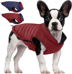 QBLEEV Reversible Dog Coat for Medium Dogs, Waterproof Windproof Winter Jacket Keeps Dogs Warm in Snow, Adjustable Hook & Loop Lightweight Dog Puffer Vest, Wine Red, L – Fits French Bulldog