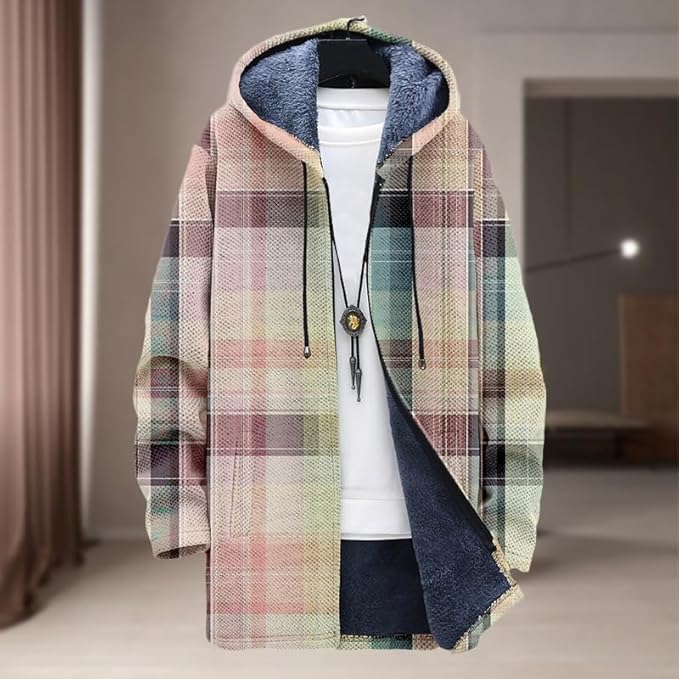 Oversized Full Zip Hoodie for Men Sherpa Fleece Lined Jacket with Hood Soft Warm Winter Coat with Pockets