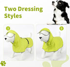 Dog Raincoat, Waterproof Windproof Dog Rain Jacket with Hood, Rain Coat with Leash Hole, Adjustable Raincoat Poncho for Small Medium Large Dogs Outdoor (Neon Yellow, Small)