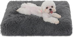 Bedfolks Waterproof Dog Crate Pad, Plush Dog Kennel Bed with Removable Cover, Faux Fur, Washable, 21"x13", Dark Grey