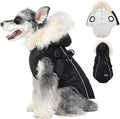 PINA Winter Coat - Waterproof Dog Jacket with Faux Fur Hood, Reflective Strap for Small to Large Dogs, Black, XL