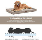 Outdoor Dog Bed for Medium Dogs, Waterproof Dog Crate Mat Orthopedic Egg Crate Foam Pet Bed with Washable Removable Oxford Cover, Khaki