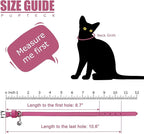 PUPTECK 2 PCS Soft Genuine Leather Cat Kitten Collar with Bells Adjustable for Girl Boy Cats Puppy, Rose Pink