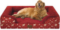 Comfort Expression Orthopedic Dog Bed for Extra Large Dogs 42x30 Inch, Waterproof Egg Crate Foam XL Pet Bed with Removable Bolsters, Dog Couch with Washable Cover & Non-Slip Bottom, Christmas Red