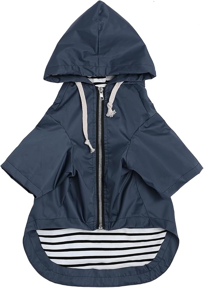 Dog Raincoat rain Jacket Raincoat Dogs Waterproof Small Medium Breeds Zip Closure Storage Pocket Harness Hole Blue XL