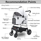 Extra Large Pet Stroller, Jumbo Dog Stroller Fits 3 Small Pets up to 50lbs, Heavy-Duty Stable Strollers with Shock Absorbing Wheels & Locking Brakes, for Walking, Jogging, Vet Visits