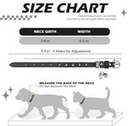 EXPAWLORER Leather Cat Collar for Girl Boy- Adjustable Pet Collar with Safety Elastic Belt,Personalized Punk Accessories Buckle Collars with Bell & Durable D-Ring,Pure Rivets(Black)