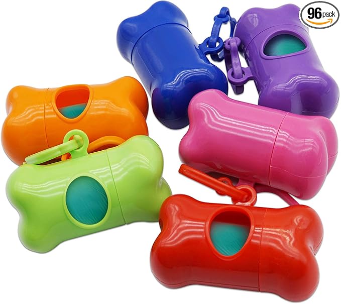 INNOLIFE Dog Poop Bag, Set of 6 Bone Shaped Dispensers + 90pcs Pet Waste Bags, Dog Waste Bags, Bulk Poop Bags on a roll, Clean up Poop Bag