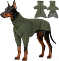 IDOMIK Dog Winter Coat for Large Dogs, Warm Dog Winter Jacket with Fleece High Collar, Zippered Cold Weather Coats for Dogs, Waterproof Doggy Snow Jacket Clothes,Green,2XL