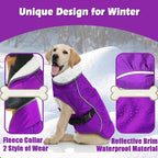 EMUST Dog Cold Weather Coats, Fleece Lining Small/Medium/Large Dog Jacket for Winter, Warm Waterproof Pet Winter Clothes for Large Dogs, Purple, XL