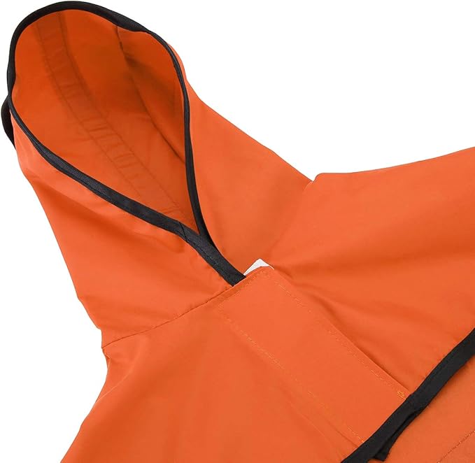 HDE Dog Raincoat Jacket Reflective Adjustable Hooded Pet Poncho Rain Coat with Leash Hole for Small to X-Large Dogs Safety Orange - XL