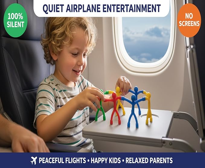 MAGMEN Classic Magnetic Fidget Toy Figures for Kids 3-8, Toddlers & Boys Girls | 10-Piece Solid Set for Travel, Road Trip, Desk & Stocking Stuffer Gifts.