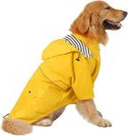HDE Dog Raincoat Poncho Double Layer Zip Rain Jacket with Removable Hood, Leash Hole for Small to 3XL Dogs and Puppies Yellow - XL