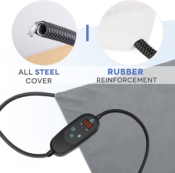 PETNF Pet Heating Pad Temperature Adjustment Anti-bite Puppy with Timer Cat Dog Heating Pad Indoor Waterproof Pet Warming Electric Heated Bed Mat Dog