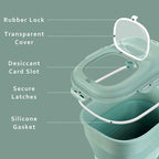 Cereal Rice Food Storage Containers, Collapsible 20 to 50 Lbs Dispenser Bin with Rolling Wheel Airtight Locking Lid, Dog Pet Cat Flour Sugar Plastic Leakproof Sealable Large Kitchen Pantry Holder