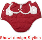 Shawl Design Fleece Lined Warm Dog Jacket for Winter Cold Weather,Soft Windproof Large Dog Coat,Red XXXL