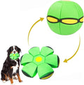 UFO Magic Balls, Pet Toy Flying Saucer Ball With 3 Lights, Creative Doggy Disc Ball Stomp, Portable Decompression Flying Flat Throw Dog Balls Toy for Childrens Kids Small Dogs Outdoor Sports (Green)