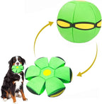 UFO Magic Balls, Pet Toy Flying Saucer Ball With 3 Lights, Creative Doggy Disc Ball Stomp, Portable Decompression Flying Flat Throw Dog Balls Toy for Childrens Kids Small Dogs Outdoor Sports (Green)