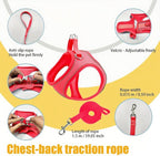 Dog Harness Small Sized and Leash Set, Dog Harness with Leash Set, Comfortable Air Mesh Dog Vest Harness with Reflective Strip, Reflective for Safe Easy Walking Dogs, Cats, Red S