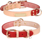 Yonsbox Personalized Dog Collar with Nameplate – Genuine Leather, Engraved Pet ID Tag with Phone Number – Adjustable Custom Dog Collar for Small, Medium & Large Dogs, Durable Cowhide Collar
