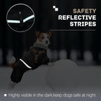 BRKURLEG Black Dog Coat with Harness, Dog Winter Jacket, Dogs Onesie Body Warm Jackets, Small Dogs Winter Coats Reflective Windproof Warm Cold Weather Coats, Pet Waterproof Jacket Hiking L