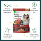 ULTIMATE PET NUTRITION Nutra Complete, 100% Freeze Dried Raw Veterinarian Formulated Dog Food with Antioxidants Prebiotics and Amino Acids (1 Pound, Beef)