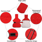 Dog Raincoat with Reflective Bar, Rain/Water Resistant, Adjustable Vest - Dog Raincoats for Greyhounds, Lurchers and Whippets - Red - L