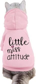 Cat Hoodies for Cats Puppy Pet Clothes Cat Apparel Little Miss Attitude Print Dog Hoodie for Small Medium Dogs Outfits for Kittens(Pink,L)