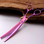 Fenice Peak Professional Dog Grooming Scissors Pet Curved Thinning Shears 7.0'' Extremely Sharp Blades 440C Thinning Scissors Durable Smooth Motion & Fine Cut for Dogs and Cats (Multicolored)