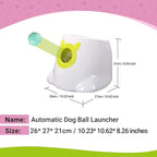 Auto Small Dog Ball Thrower for Small & Medium Dogs | Remote Control Launcher Toy with 6 Balls & Accessories – Indoor & Outdoor Use | Dual Power Options – Super White