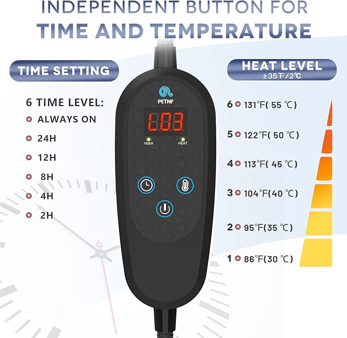 Pet Heating Pad Temperature Adjustment Cat Dog Heating Pad Anti-bite Puppy with Timer Indoor Waterproof Pet Warming Electric Heated Bed Mat Dog
