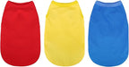 Upgrade Your Pup's Wardrobe: 3-Pack Sleeveless Cotton Dog Shirts for Small and Medium Dogs. Keep Your Pet Cool and Stylish with Colorful Tank Tops Red Yellow and Blue S