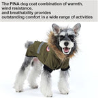 PINA Small Dog Coats - Waterproof Winter Jacket, Warm Cold Weather Coat with Faux Fur Hood and Reflective Pocket