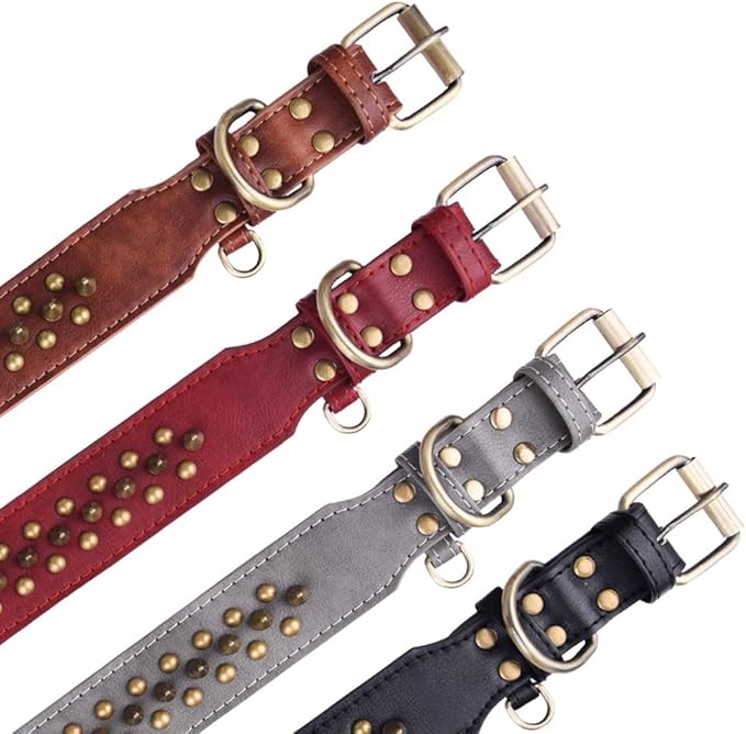 Spiked Dog Collar Soft Pu Leather Mushrooms Rivet Spike Studded Puppy Adjustable Pet Collars for Small Breeds (M, Black2)