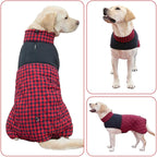 Dog Jackets for Winter, Reversible Dog Coat Windproof Waterproof Jackets for Cold Weather, British Style Plaid Coats Warm Vest for Small Medium Large Dogs(RED, 5XL)